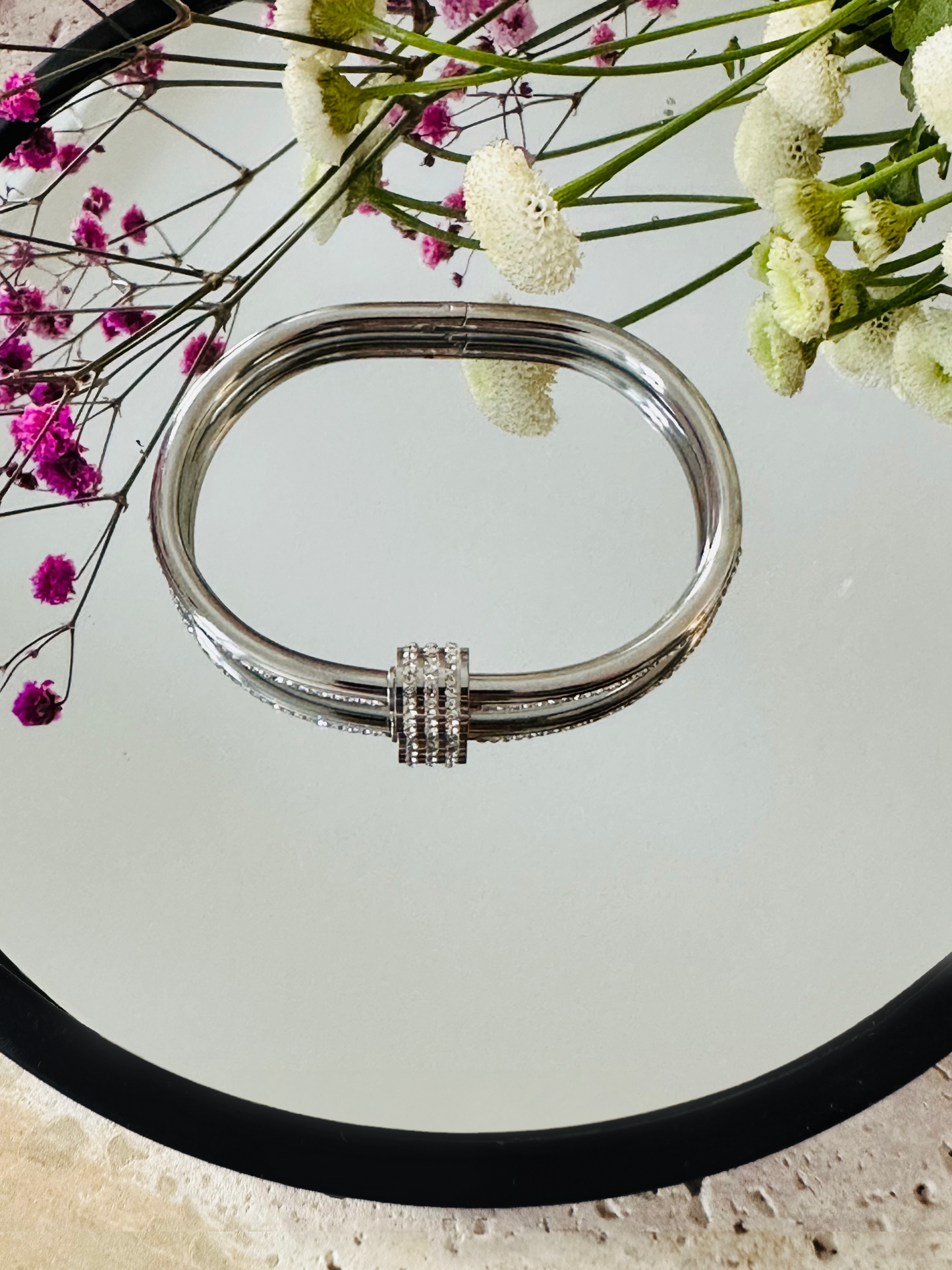 Bracelet Jonc Élégance Zircon - Finition Or ou Argent