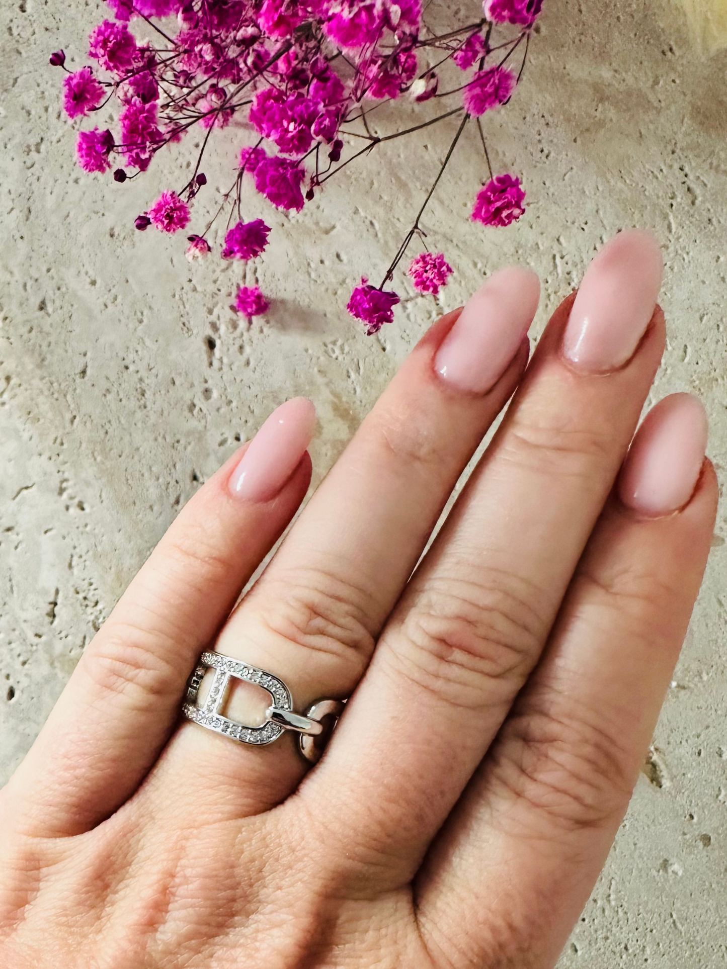Bague chaîne pavée en forme de boucle – Argent ou plaqué or 18K