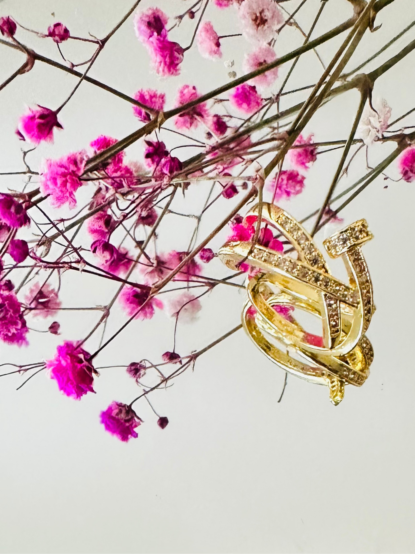 Bague croisée strass en acier inoxydable – Or ou Argent