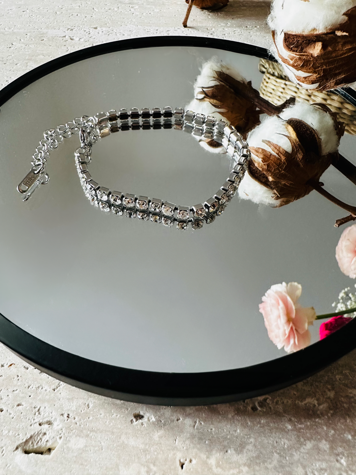 Bracelet Chaîne Tennis en Acier Inoxydable avec Zircon - Finition Or ou Argent