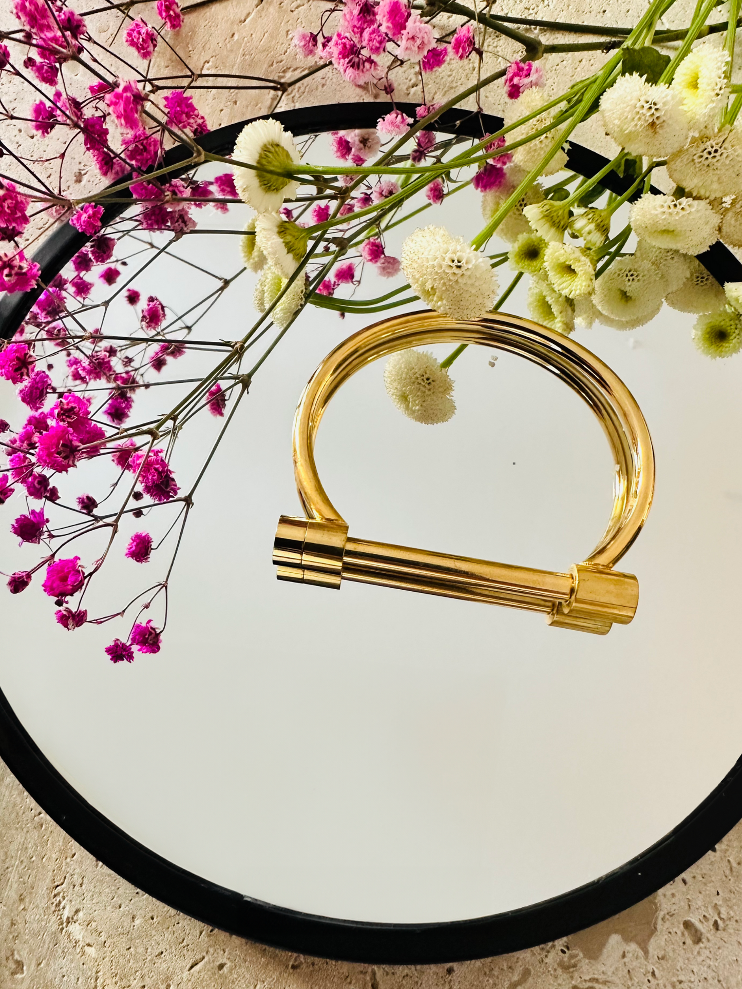 Bracelet jonc "Clou" en acier inoxydable Plaqué Or 18K