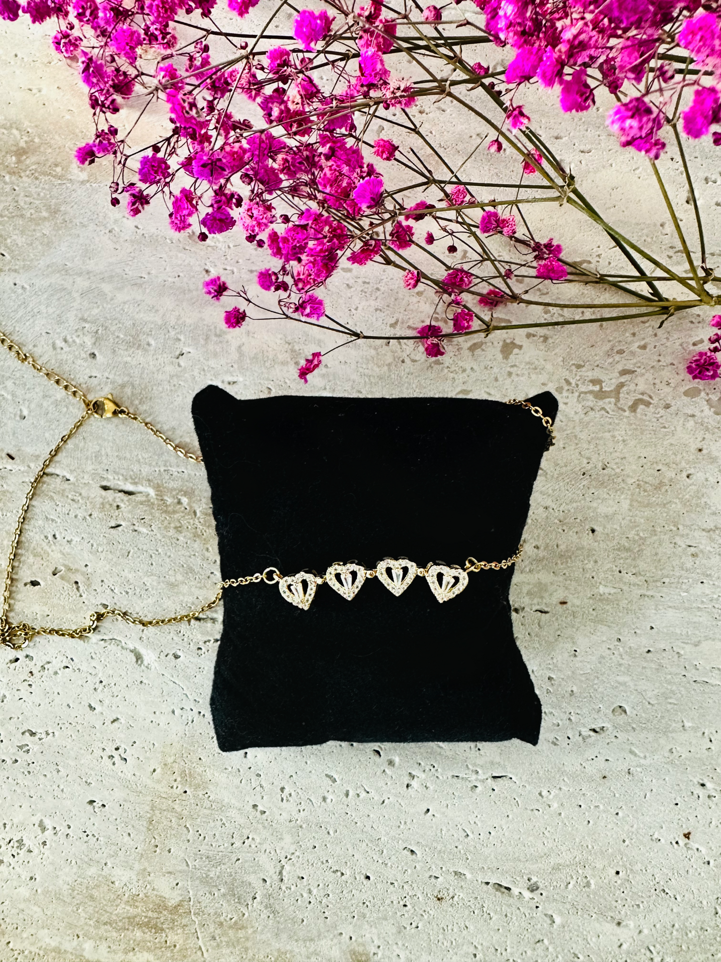 Collier cœurs – Plaqué or 18k avec Zircons Scintillants