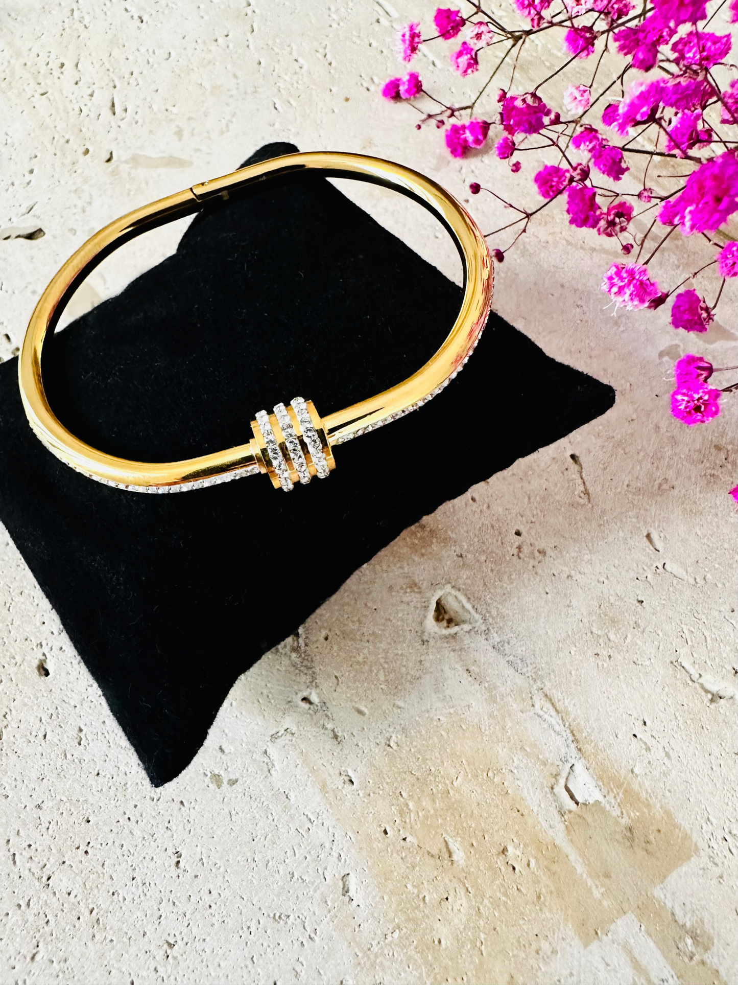Bracelet Jonc Élégance Zircon - Finition Or ou Argent