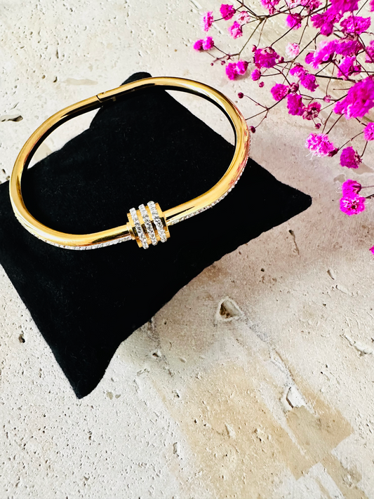Bracelet Jonc Élégance Zircon - Finition Or ou Argent