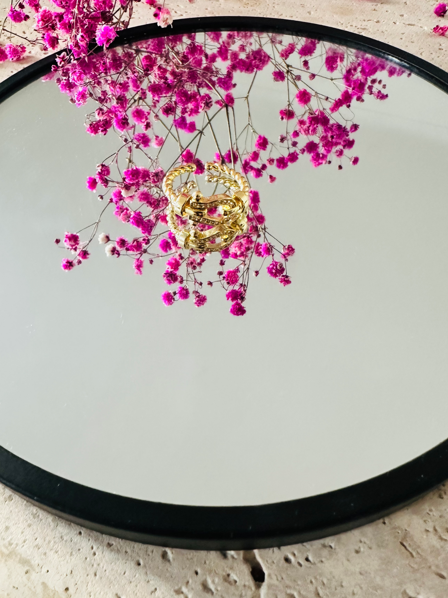 Bague Liane – Dorée et pavée