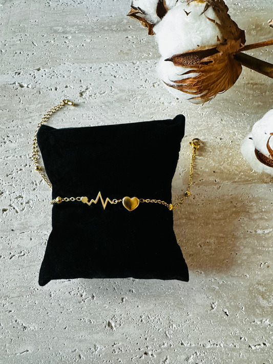 Bracelet Cœur Électrocardiogramme – Symbolique et Élégant
