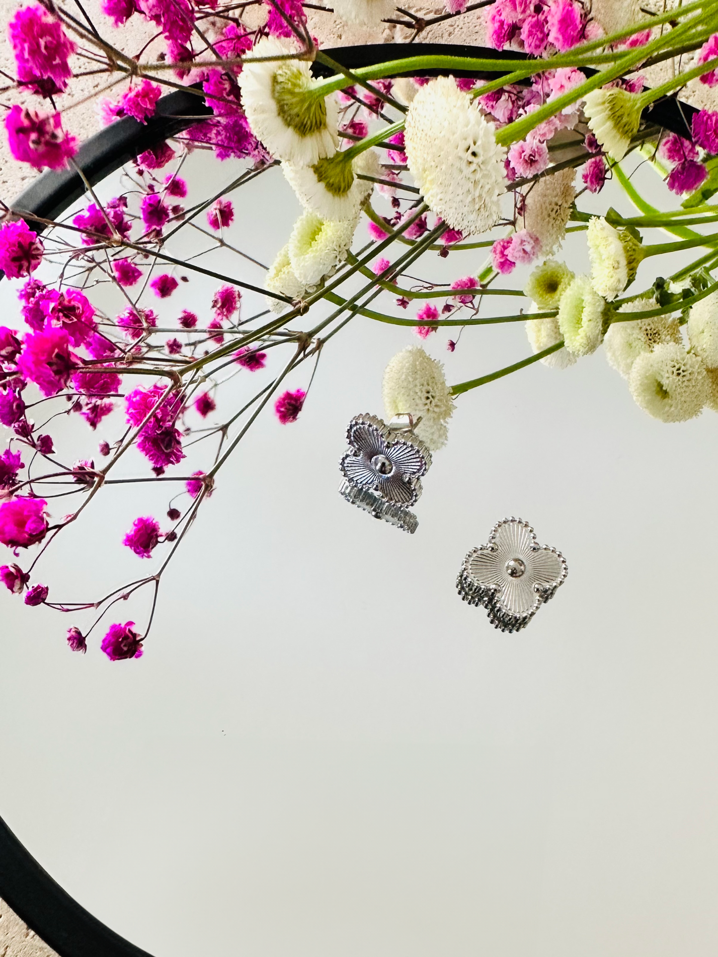 Boucles d'oreilles trèfles en acier inoxydable – Or et Argent