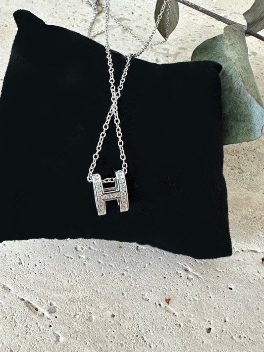 Collier Lettre H Argent 925 ou Plaqué Or et Zirconium – Élégance Minimaliste