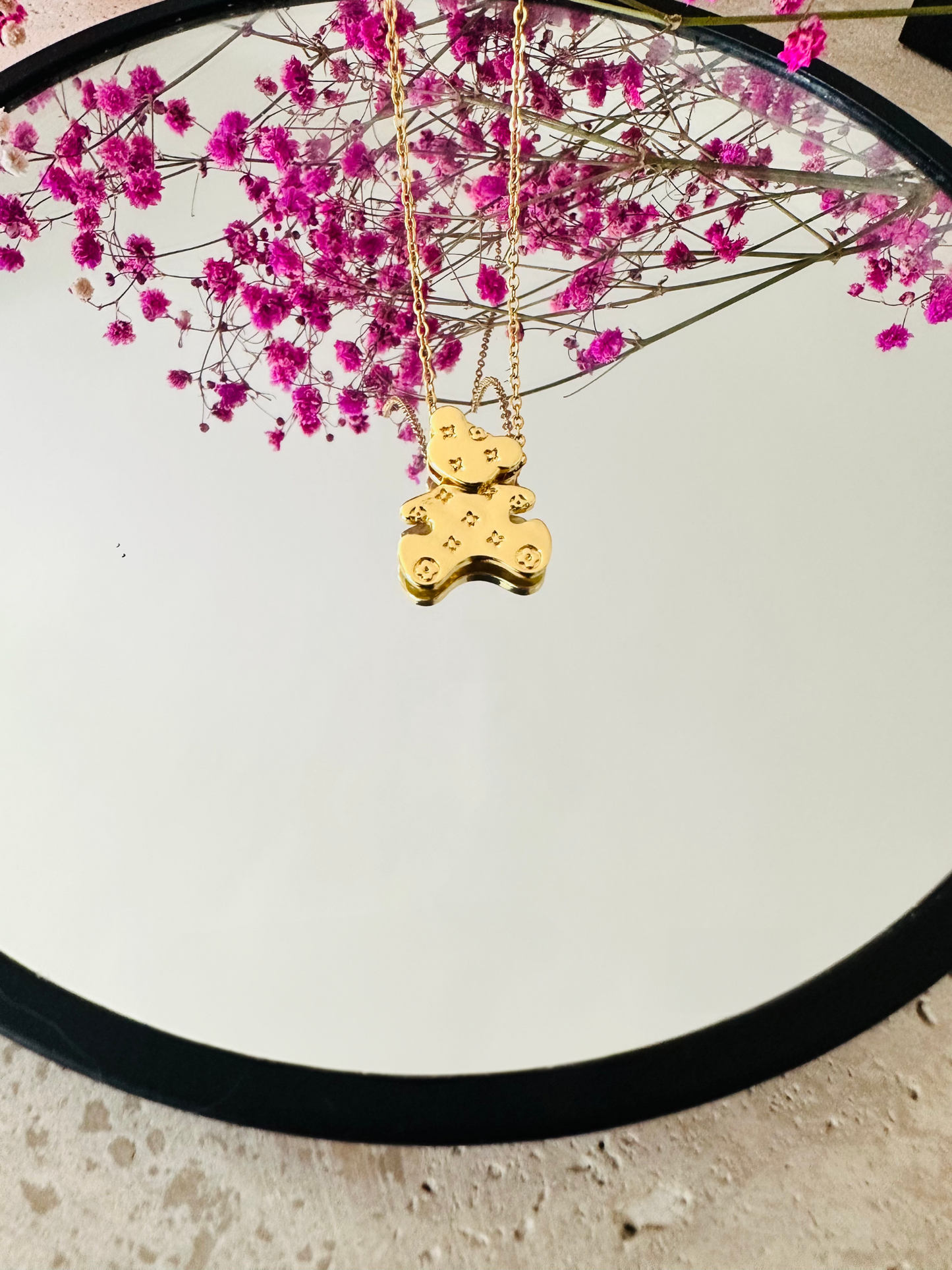 Collier Nounours en Acier Inoxydable avec Diamants Zircon - Or ou Argent