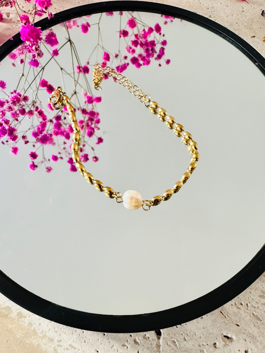 Bracelet Doré & Perle Imitation