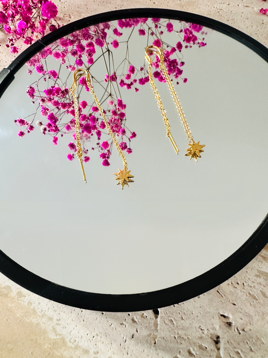 Boucles d’Oreilles Pendantes Étoile Dorée | Style Asymétrique