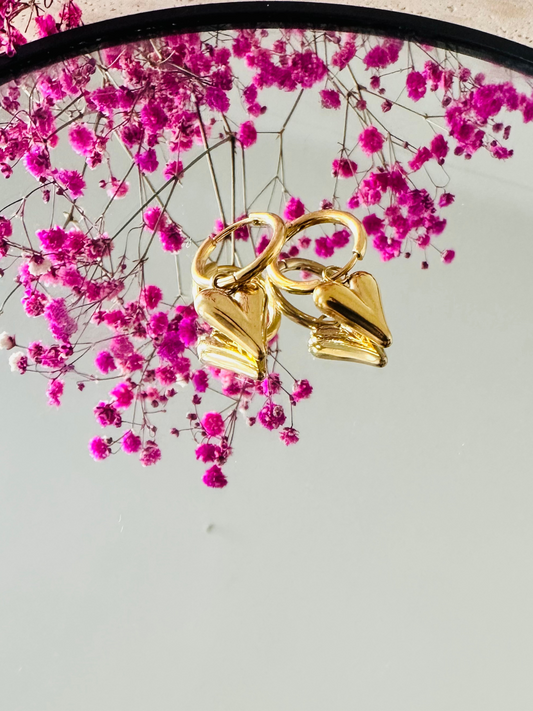 Créoles Cœur Dorées | Boucles d’Oreilles Amour Sculptural